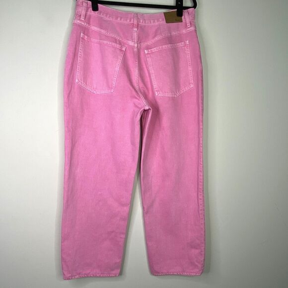 New Madewell Barbie Pink Baggy Straight Jeans Garment-Dyed Edition Size 31 - Picture 9 of 10
